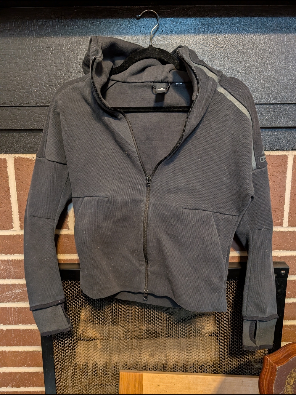 adidas Black Zip-Up Hoodie with Subtle Logo